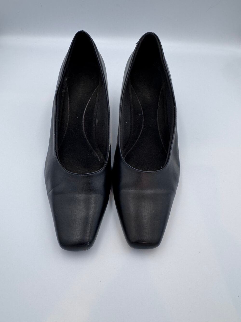 White Stag Women's Black Square Toe Low Block Heel Pumps Size 9 Dress Shoes